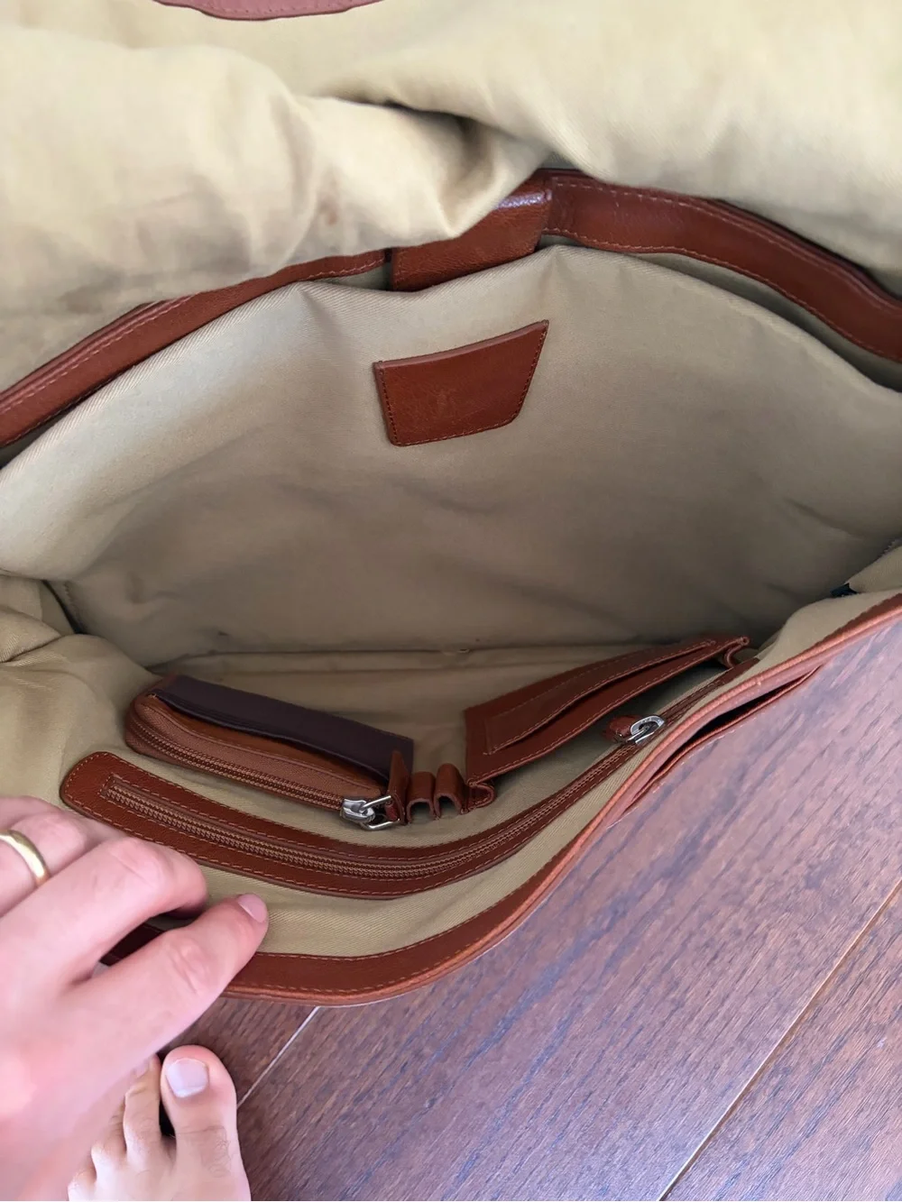 Cole Haan Brown Leather Messenger Bag with Adjustable Strap